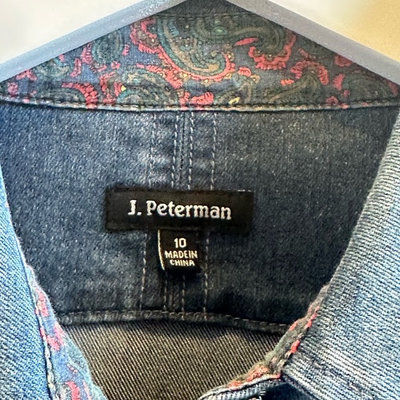 J. Peterman Heavyweight Blue Denim Western Button Down Shirt Size 10 - Picture 4 of 4